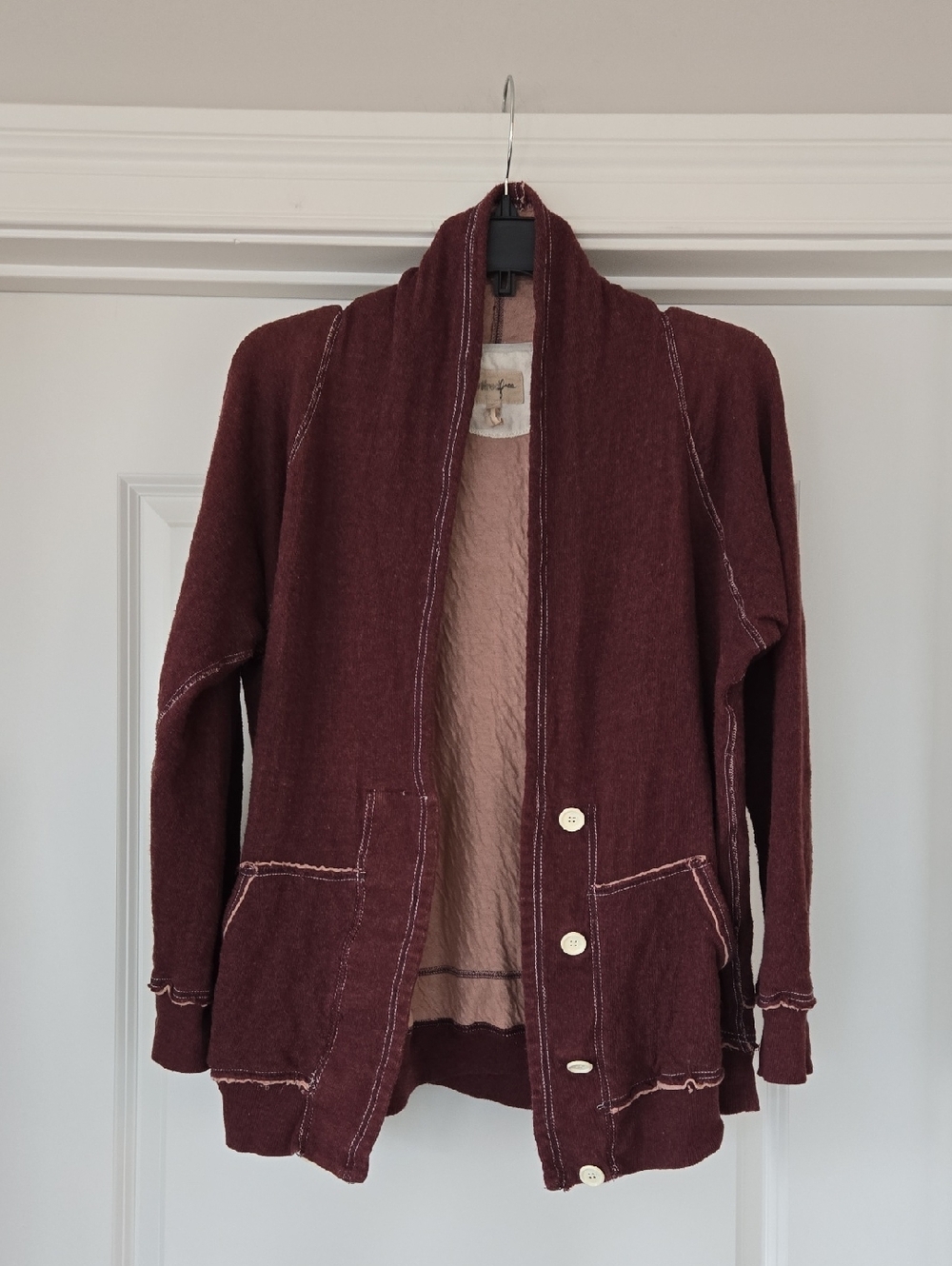 ARITZIA Wilfred Maroon/Pink Knit Cardigan